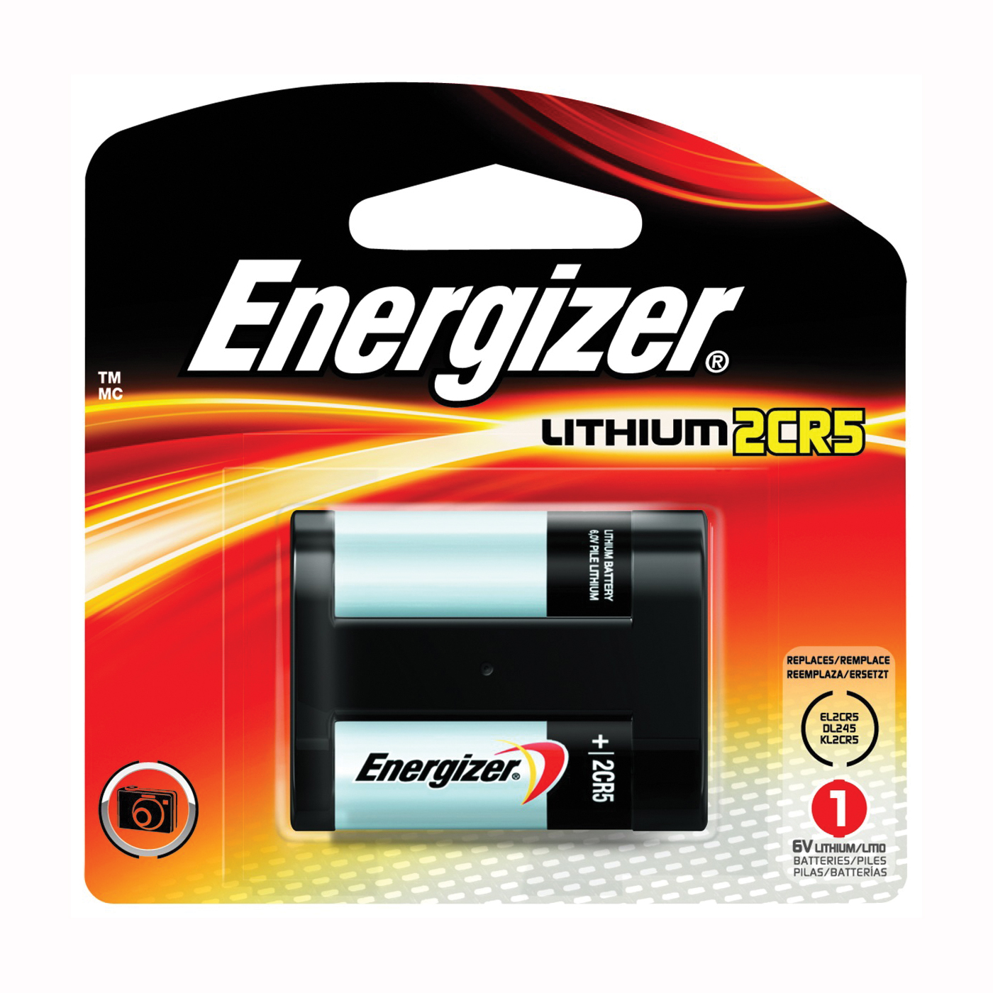 Energizer EL2CR5 EL2CR5BP Battery, 6 V Battery, 1500 mAh, Lithium, Manganese Dioxide - 1