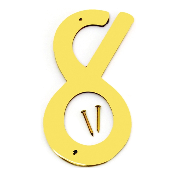 BR-40/8 House Number, Character: 8, 4 in H Character, 2-1/2 in W Character, Brass Character, Brass