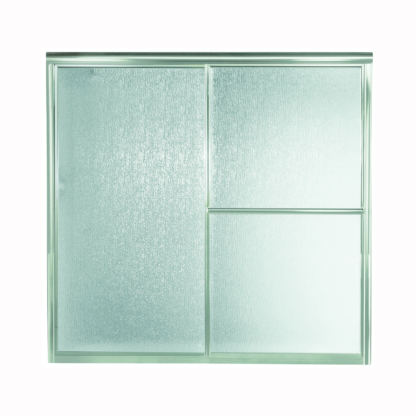 5900 Series 5906-59S Bath Door, Deluxe Frame, Aluminum Frame, Rain Glass, Tempered Glass, Sliding Door