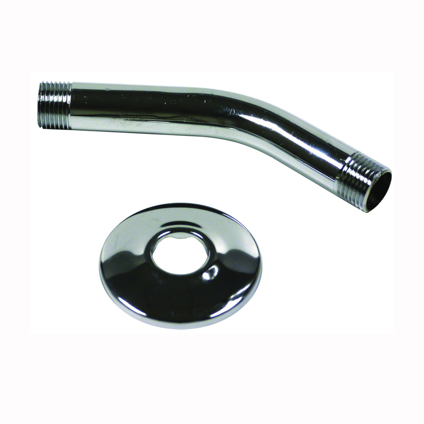 PP22510 Shower Arm with Flange, 1/2 in Connection, IPS, 6 in L, Brass, Chrome Plated