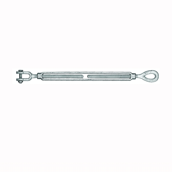 18-1/2X6 Turnbuckle, 2200 lb Working Load, 1/2 in Thread, Jaw, Eye, 6 in L Take-Up, Galvanized Steel
