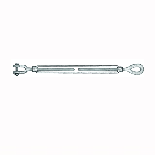 18-1/2X9 Turnbuckle, 2200 lb Working Load, 1/2 in Thread, Jaw, Eye, 9 in L Take-Up, Galvanized Steel
