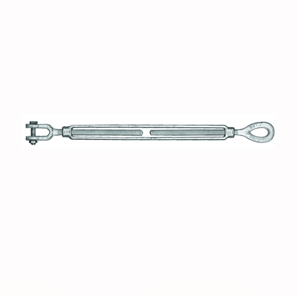 18-5/8X6 Turnbuckle, 3500 lb Working Load, 5/8 in Thread, Jaw, Eye, 6 in L Take-Up, Galvanized Steel