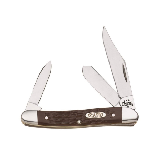 Case 00217 Folding Pocket Knife, 2-1/2 in Clip, 1.67 in Spey, 1.52 in Pen L Blade, 3-Blade, Brown Handle