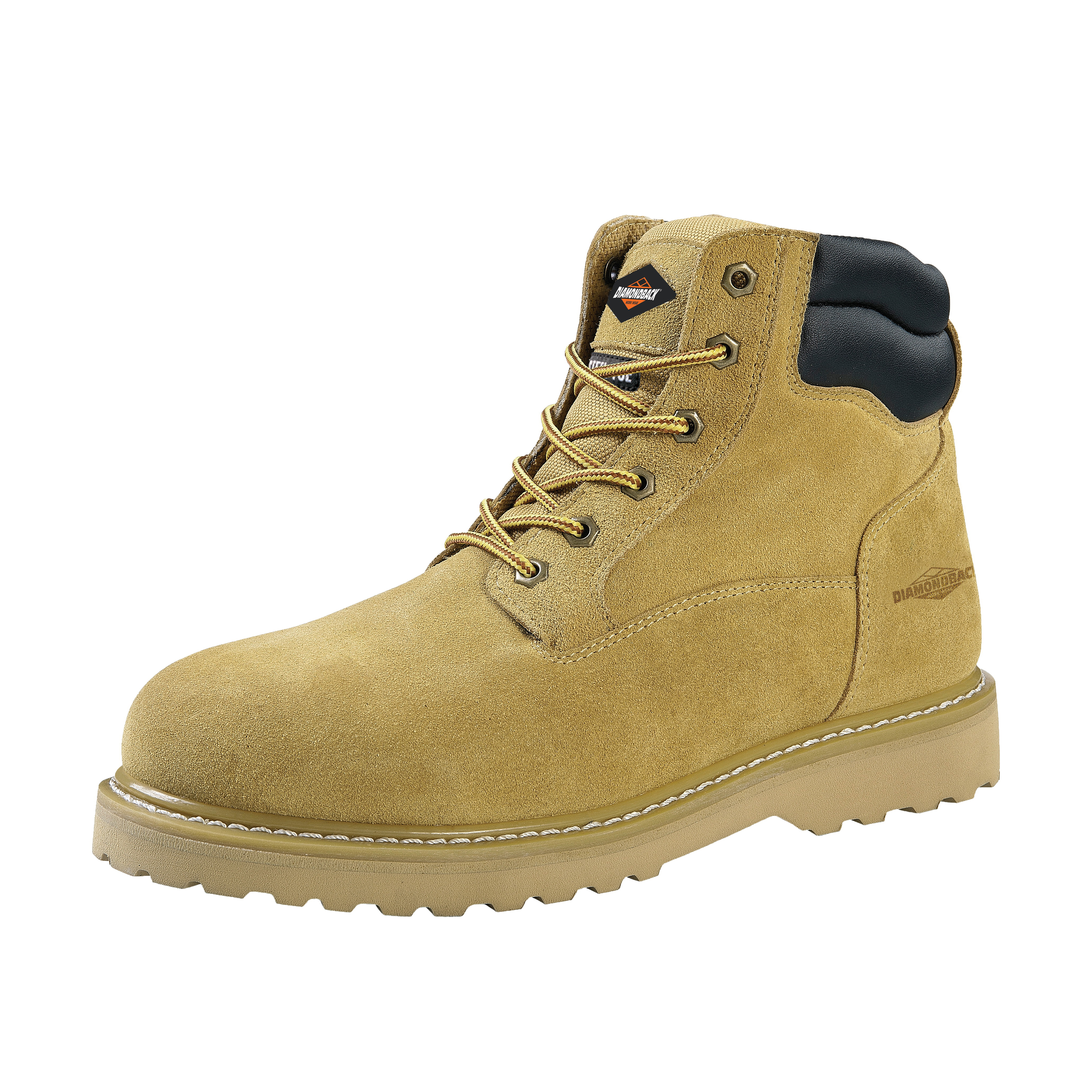 Work Boots, 10.5, Extra Wide W, Tan, Suede Leather Upper, Lace-Up Closure, With Lining