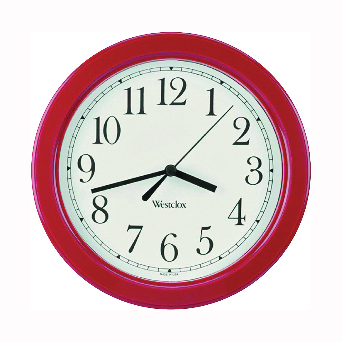 Westclox 46983 Clock, Round, Burgundy Frame, Plastic Clock Face, Analog - 1