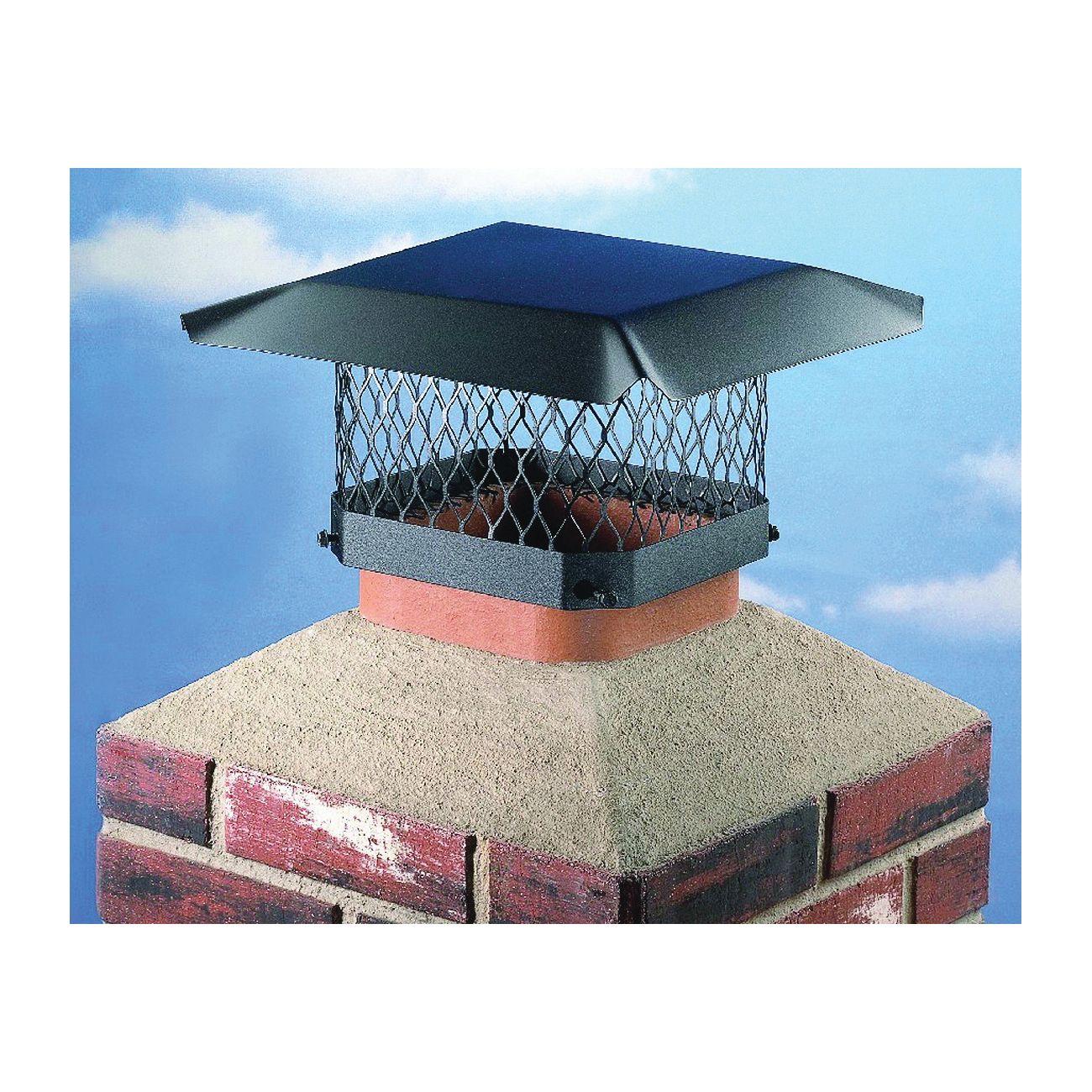 SC913 Shelter Chimney Cap, Steel, Black, Powder-Coated, Fits Duct Size: 7-1/2 x 11-1/2 to 9-1/2 x 13-1/2 in