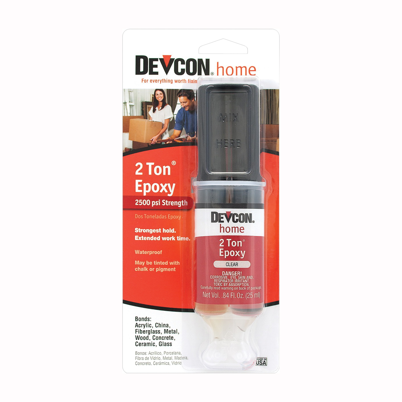 Devcon 31345 Epoxy, Liquid, Amber, 0.84 fl-oz Syringe - 1