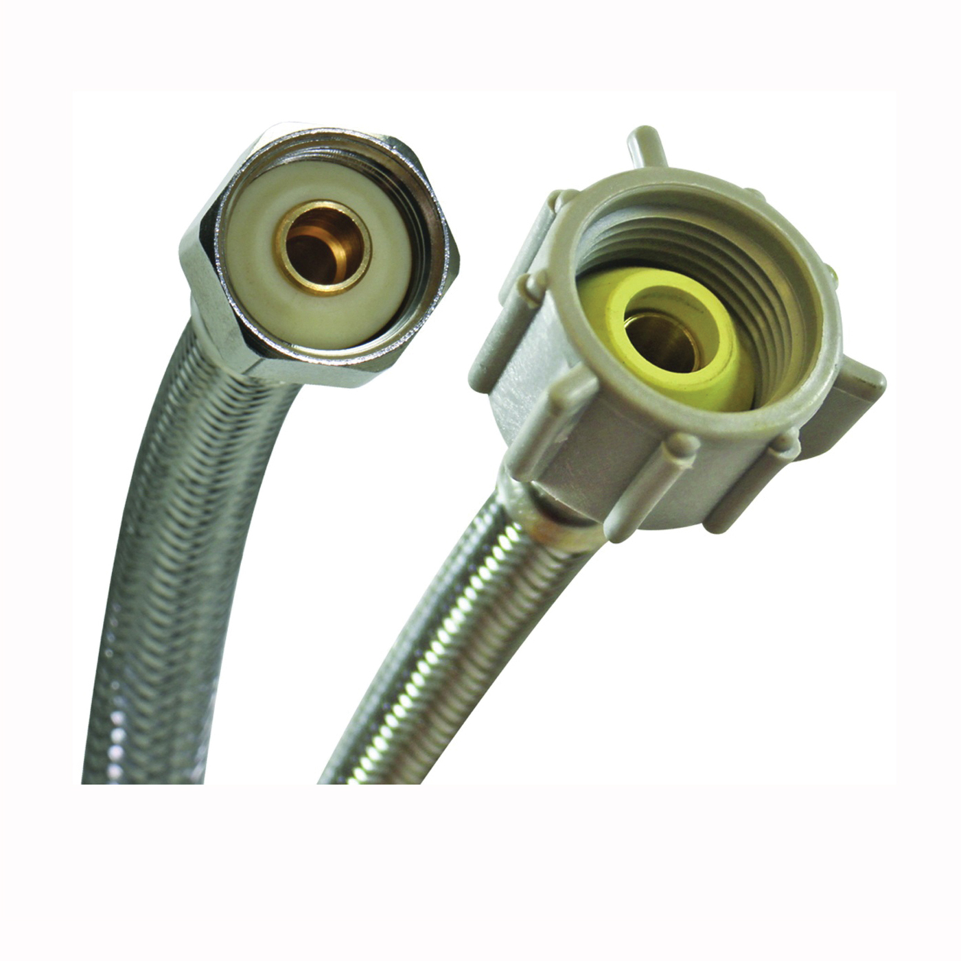 Fits-All B4T20U Toilet Connector, 3/8 in Inlet, Compression Inlet, 7/8 in Outlet, Ballcock Outlet, Stainless Steel, 20 in L