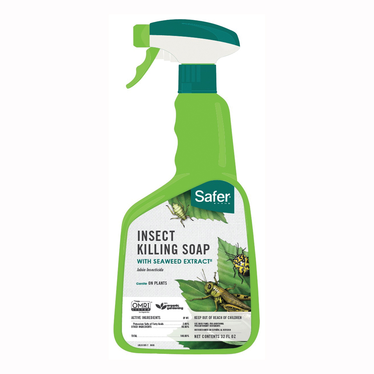 Safer 5110-6 Insect Killing Soap with Seaweed Extract, Liquid, 32 oz Bottle - 1