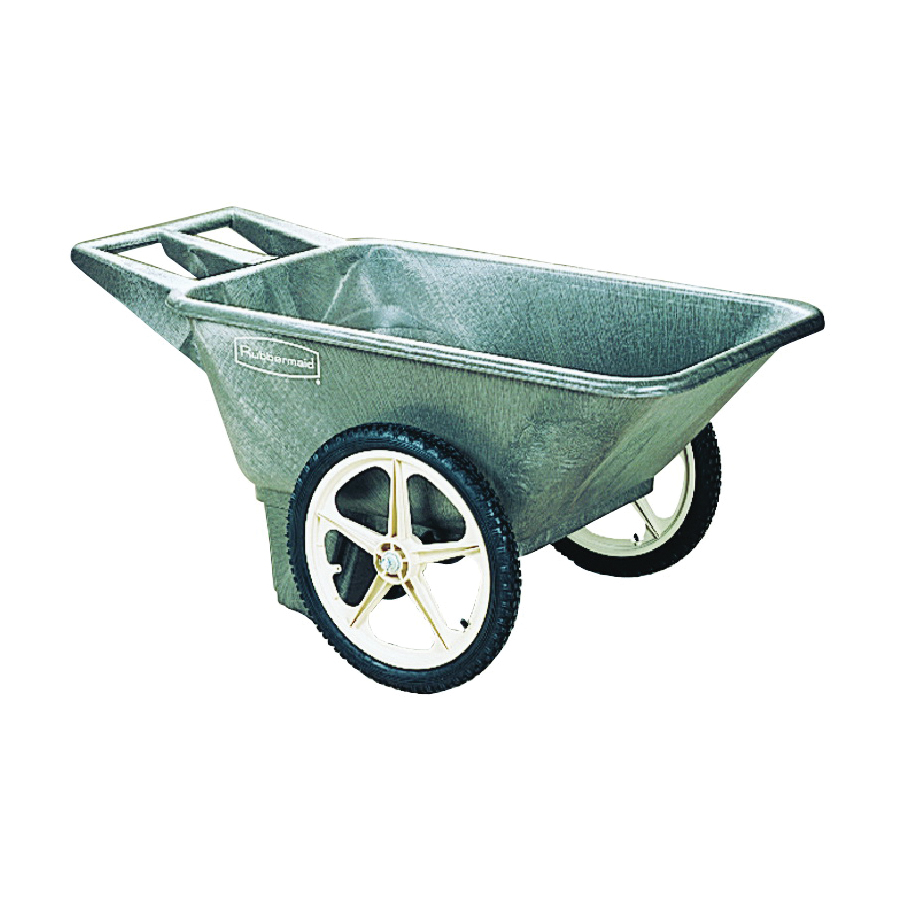 Rubbermaid 564200BLA Utility Cart, 300 lb, Plastic Deck, 2-Wheel, 20 in Wheel, Pneumatic Wheel, Black - 1