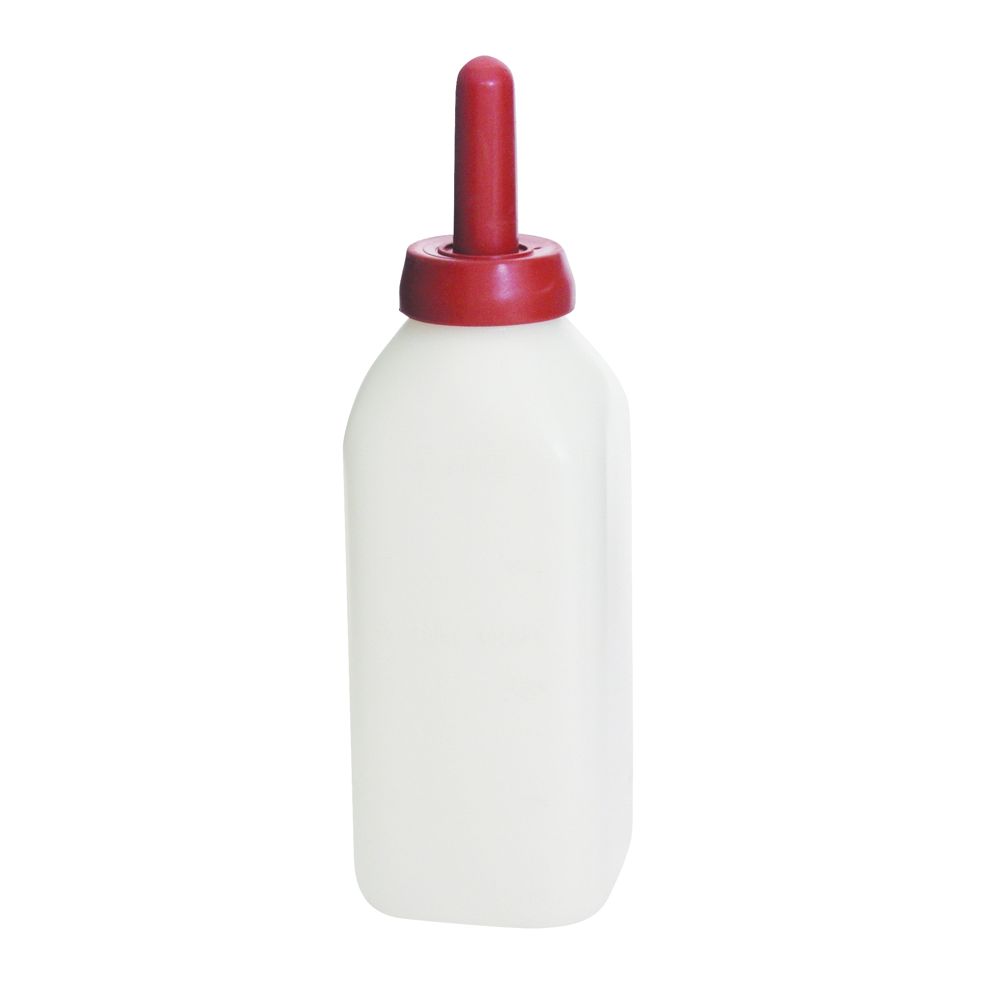 9812 Nursing Bottle, Square, 2 qt Capacity, Polyethylene Bucket, Translucent Bucket, Snap-On Nipple
