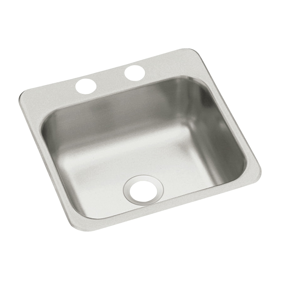 Traditional Series B155-2 Bar Sink, Square Bowl, 2-Hole, 15 in W x 5-1/2 in D x 15 in H Dimensions, Satin