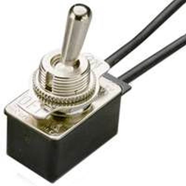 GSW-18 Toggle Switch, 125/250 VAC, SPST, Lead Wire Terminal, Steel Housing Material, Silver