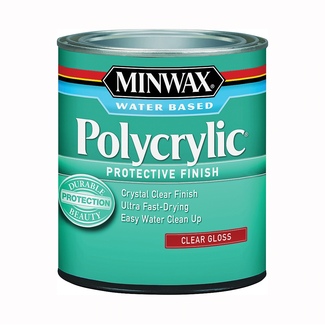 Polycrylic 255554444 Waterbased Polyurethane, Gloss, Liquid, Crystal Clear, 0.5 pt, Can