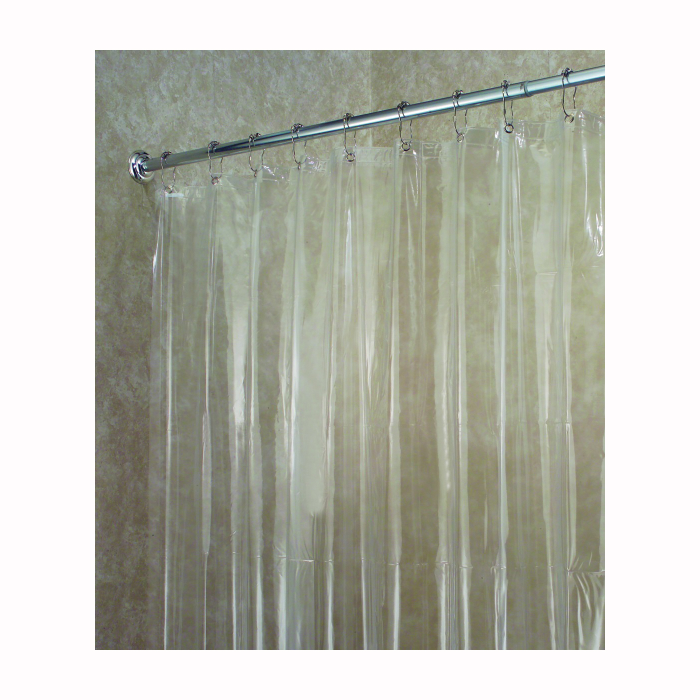 14551 Shower Curtain/Liner, 72 in L, 72 in W, EVA/Vinyl, Clear