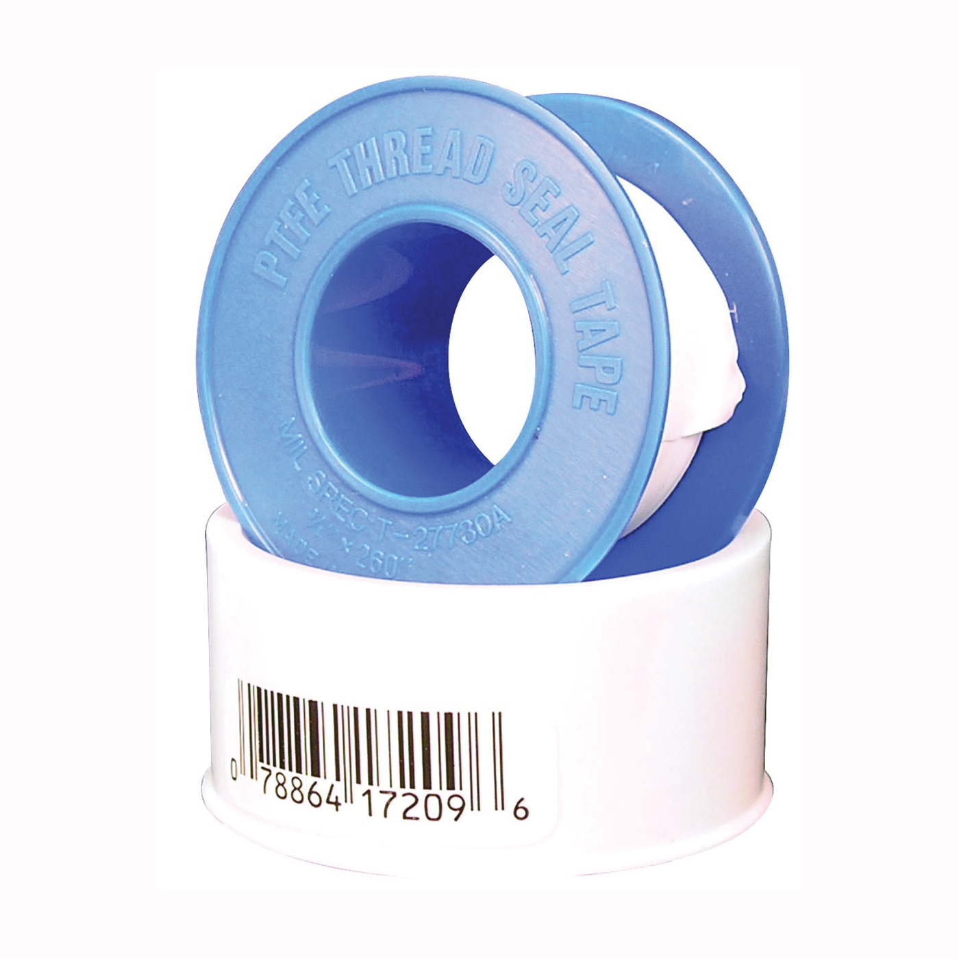 017209B Thread Seal Tape, 260 in L, 3/4 in W, PTFE, Blue/White