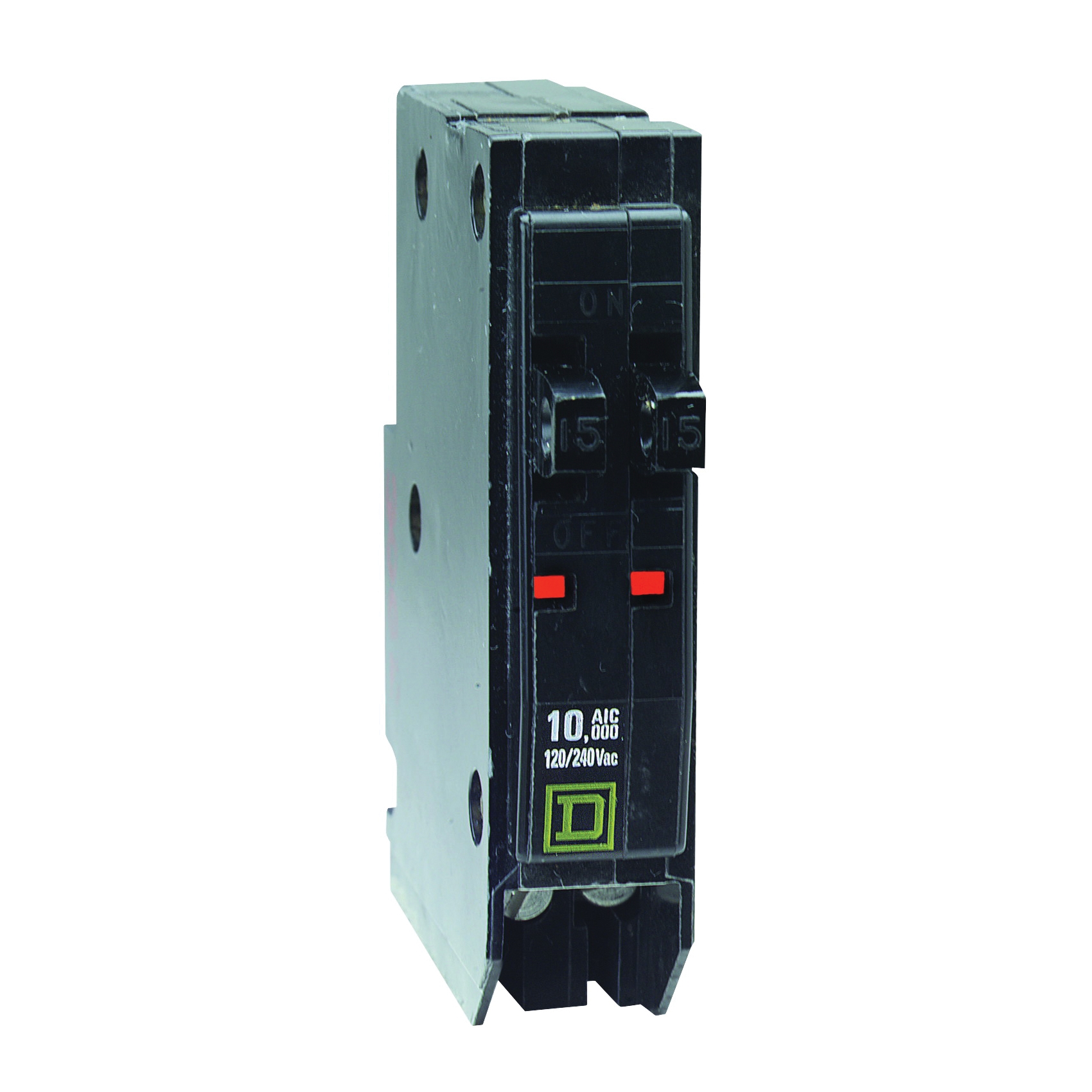 Square D QO QOT1515CP Circuit Breaker, Miniature, Tandem, 15 A, 1-Pole, 120/240 V, Thermal Magnetic Trip, Black - 1