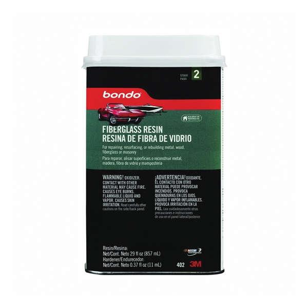 Bondo 402 Fiberglass Repair Resin, 0.9 qt Can, Liquid, Pungent Organic - 3