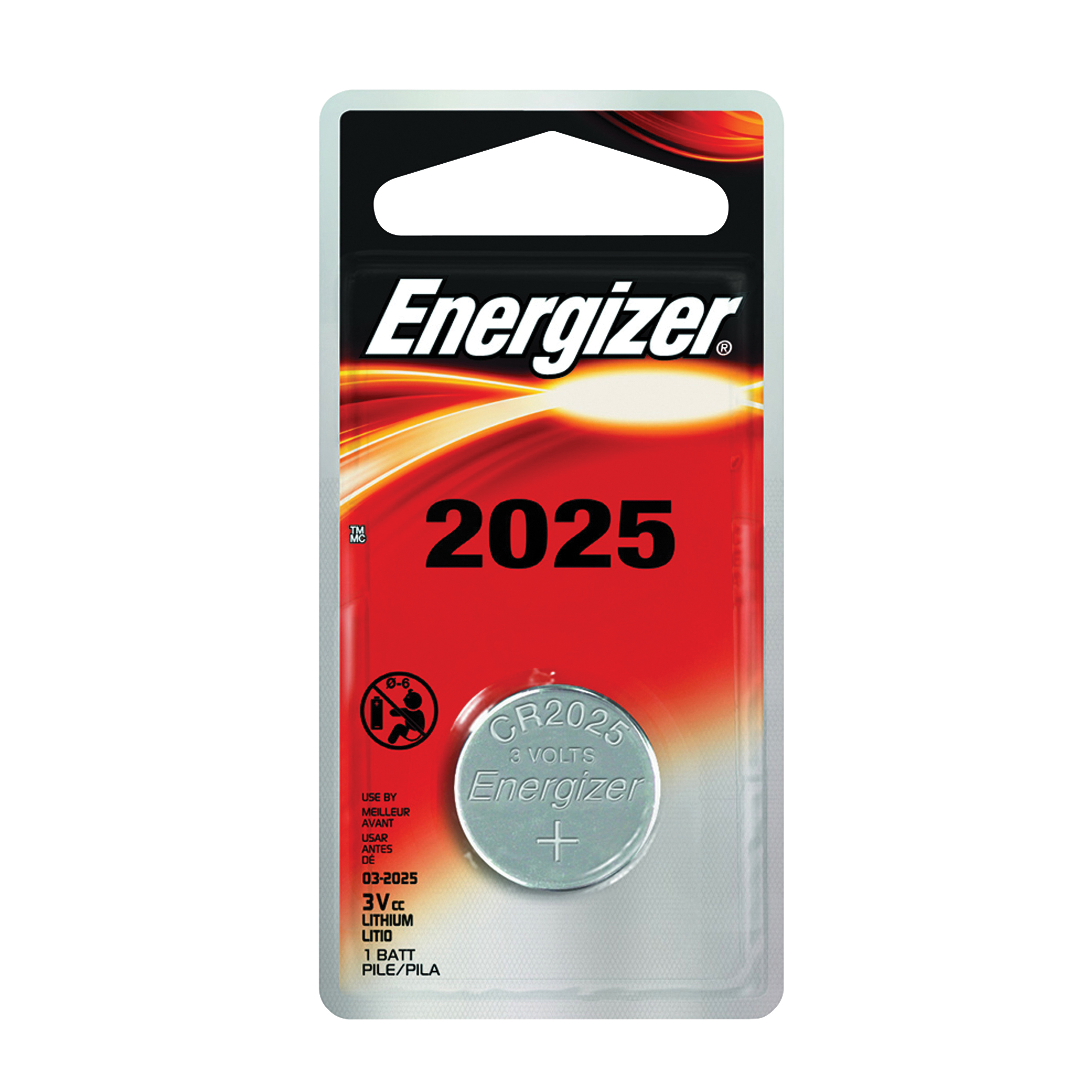 ECR2025BP Coin Cell Battery, 3 V Battery, 170 mAh, CR2025 Battery, Lithium, Manganese Dioxide
