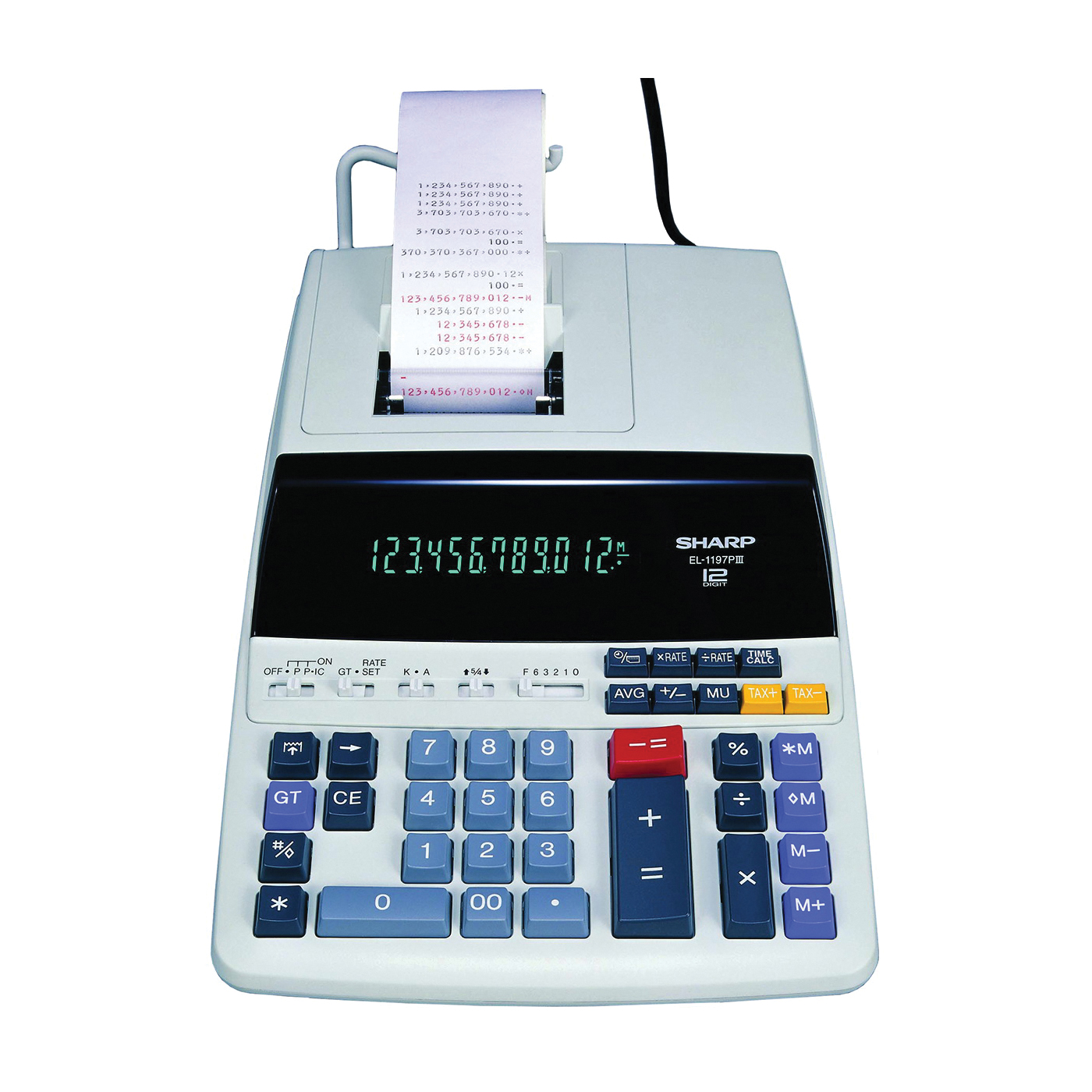EL1197PIII Printing Calculator, 12 Display, Fluorescent Display, Off-White