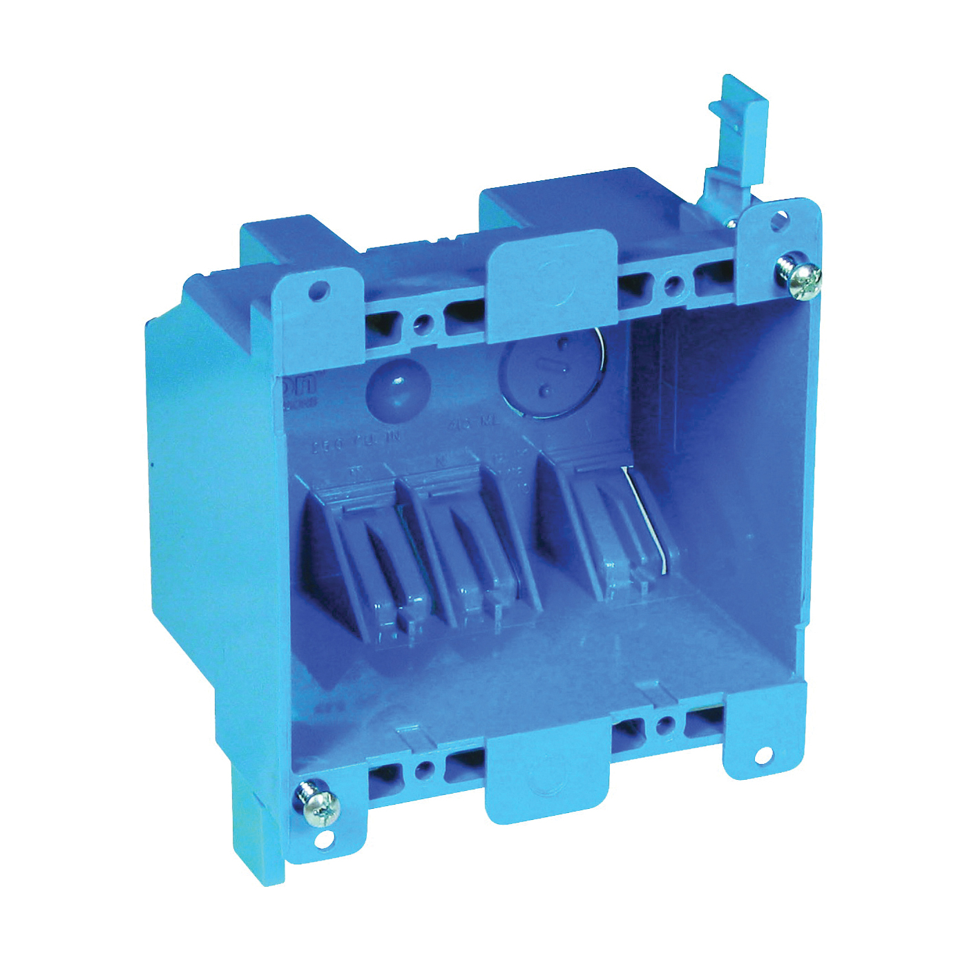 B225R-UPC Outlet Box, 2 -Gang, PVC, Blue, Clamp Mounting