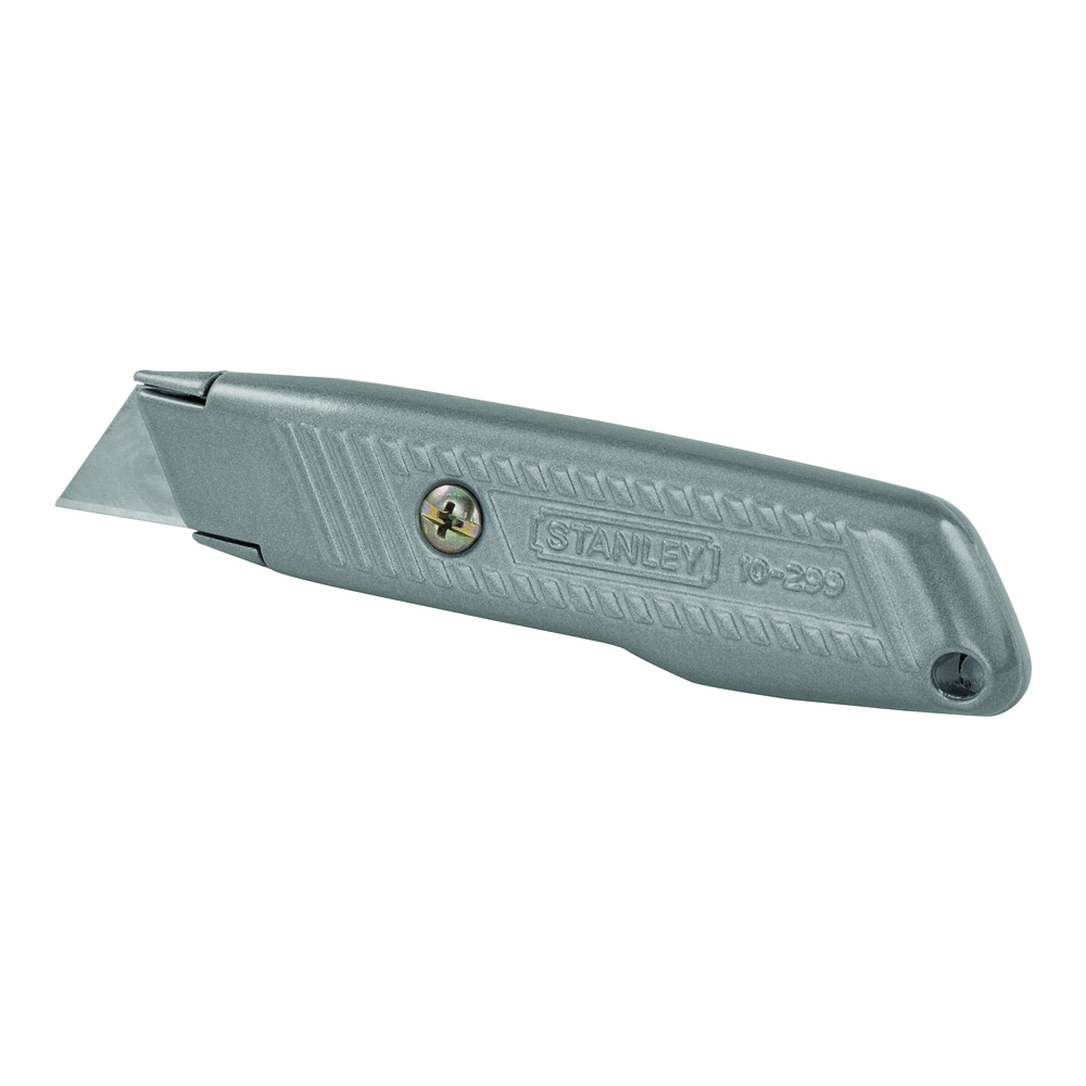 STANLEY 10-299 Utility Knife, 2-7/16 in L Blade, 3 in W Blade, HCS Blade, Contour-Grip Handle, Gray Handle - 1