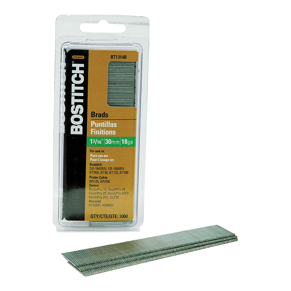 Bostitch 18 Ga. X 1-3/16 in. L Coated Steel Brad Nails 1000 pk Bostitch 18 Ga. X 1-3/16 in. L Coated Steel Brad Nails 1000 pk