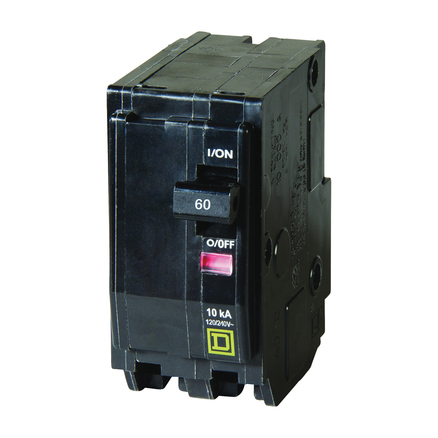 QO QO260C Circuit Breaker, Mini, 60 A, 2-Pole, 120/240 VAC, 48 VDC, Black, Plug