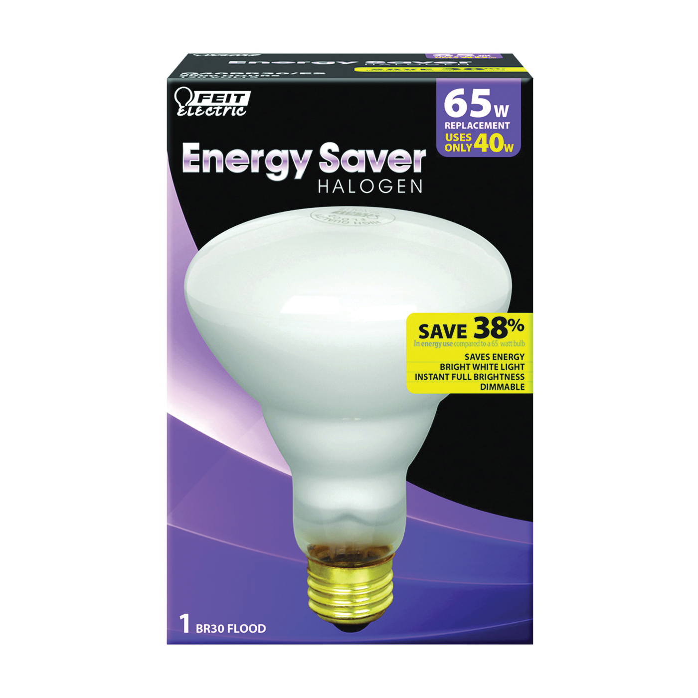 Q40BR30/ES Halogen Bulb, 40 W, Medium E26 Lamp Base, BR30 Lamp, 600 Lumens, 3000 K Color Temp