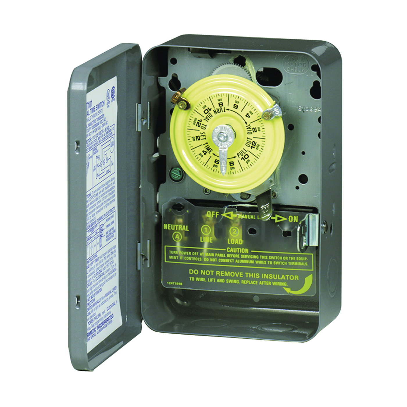 Intermatic T101 Mechanical Timer Switch, 40 A, 120 V, 3 W, 24 hr Time Setting, 12 On/Off Cycles Per Day Cycle - 1