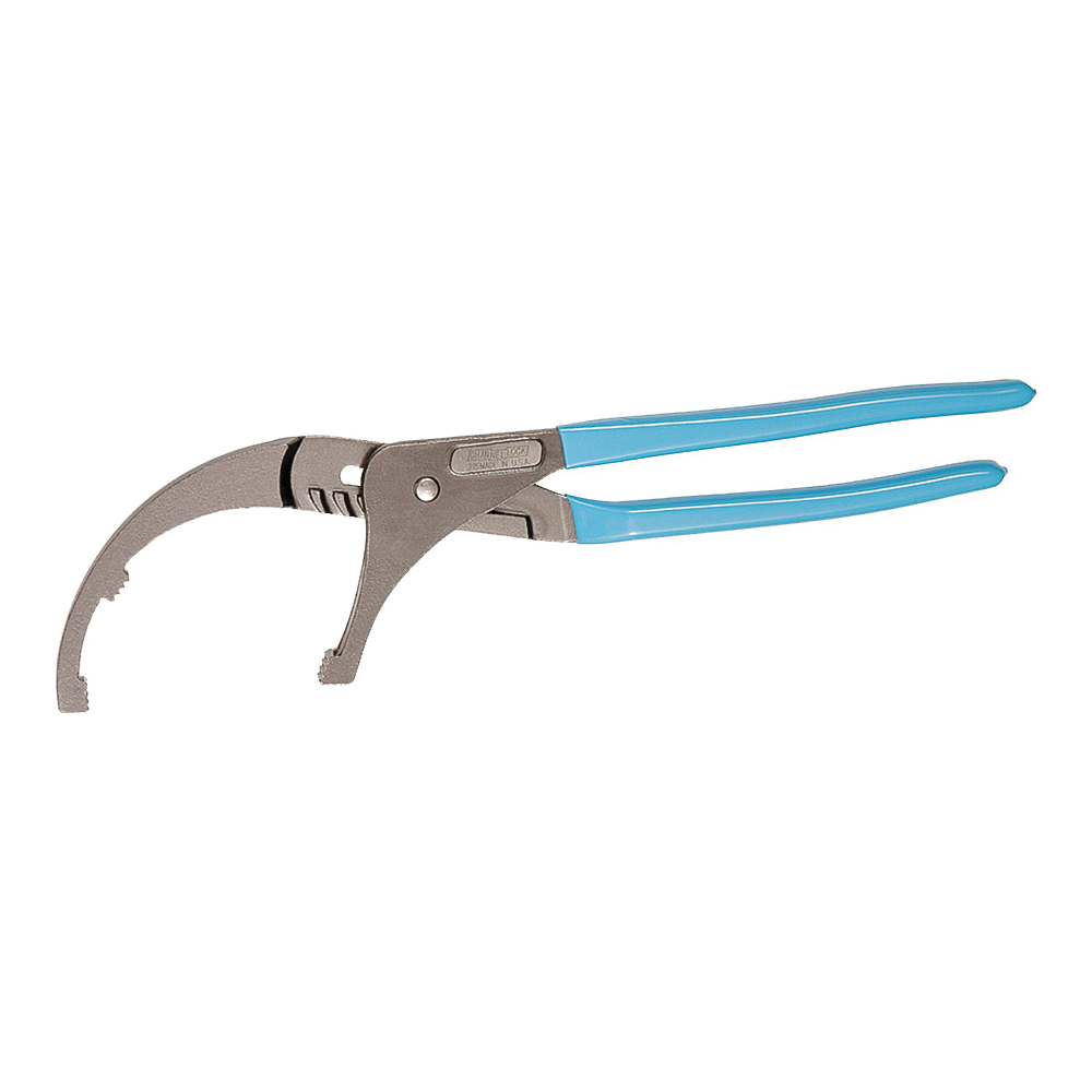 CHANNELLOCK 215 Oil Filter Plier, 15-1/2 in OAL, 5-1/2 in Jaw Opening, Blue Handle, Comfort-Grip Handle, 3-1/2 in L Jaw
