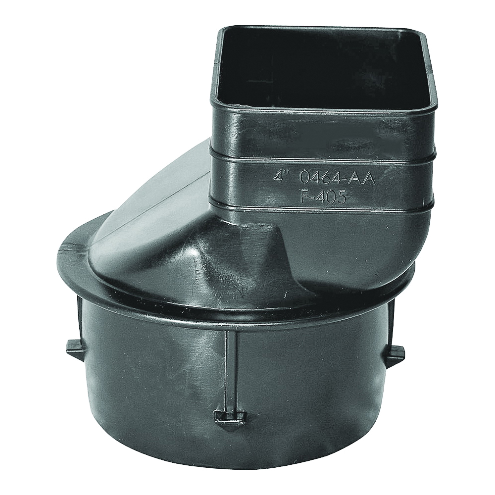ADS 0464AA Downspout Adapter, 4 x 3-1/4 x 2-1/2 in Connection, Downspout x Pipe End, Polyethylene, Black - 1