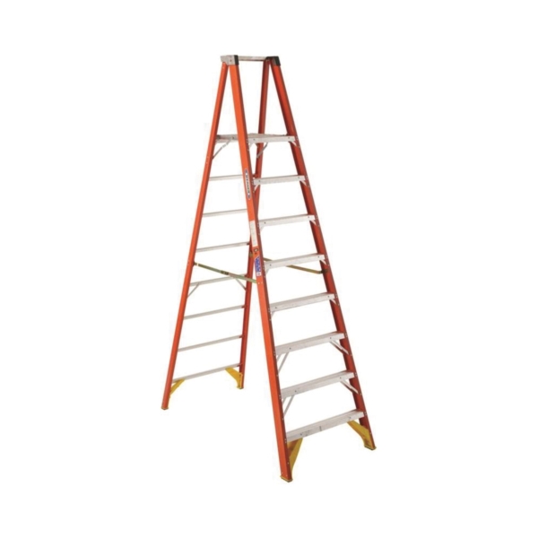 P6208 Platform Ladder, 7 ft 8 in Max Standing H, 300 lb, Type IA Duty Rating, 8-Rung, 3 in D Step, Fiberglass