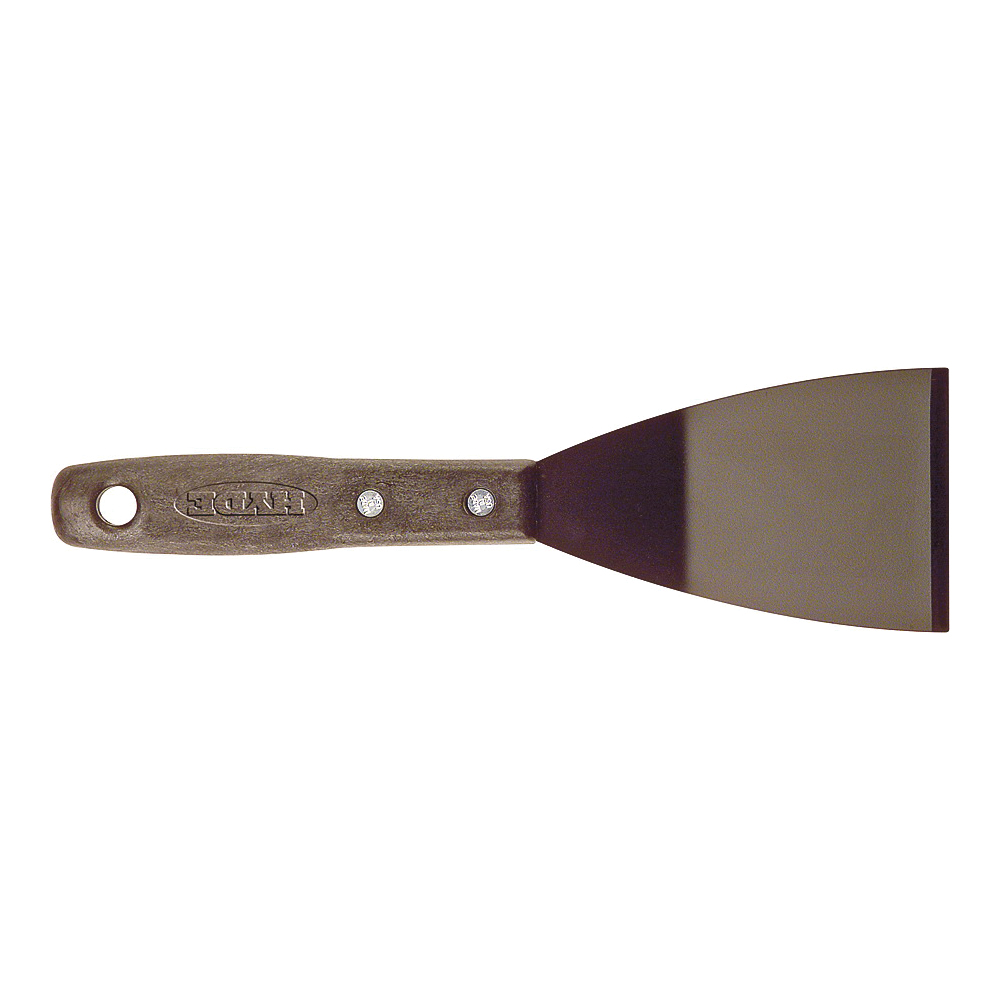 Hyde 12000 Paint Scraper, 3 in W Blade, Bent Chisel, Stiff Blade, HCS Blade, Polypropylene Handle, Contoured Handle