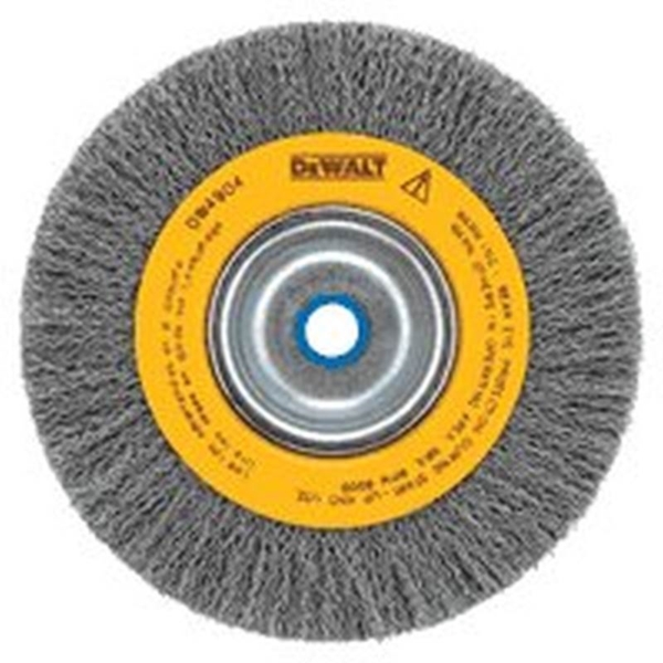 DeWALT DW4905 Wire Wheel Brush, 6 in Dia, 5/8 to 1/2 in Arbor/Shank, 0.014 in Dia Bristle, Carbon Steel Bristle