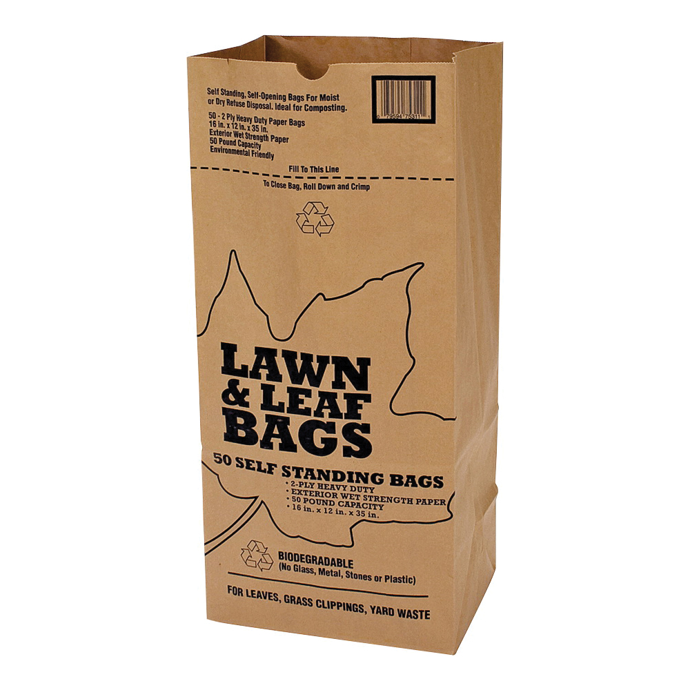 21809 Lawn and Leaf Bag, 50 lb Capacity, Paper