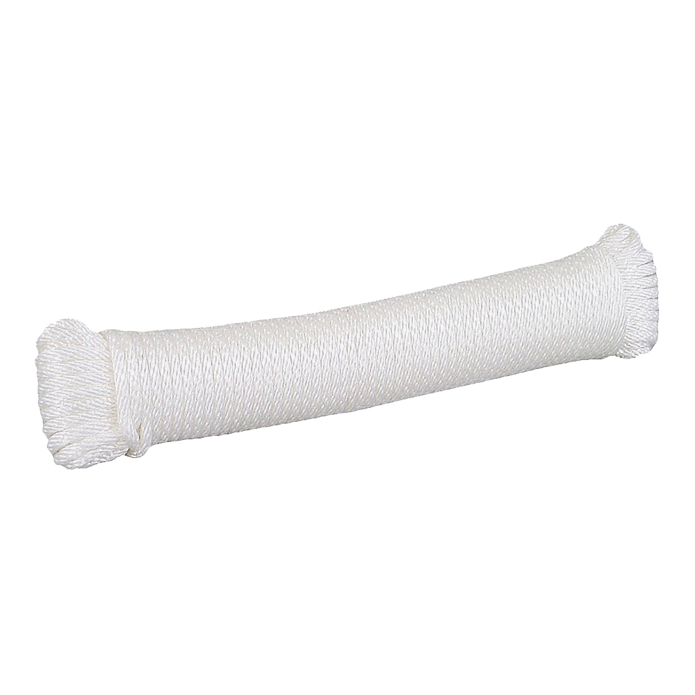 Wellington 11404 Rope with Reel, 1/4 in Dia, 100 ft L, #8, 56 lb Working Load, Polypropylene, Silver/White