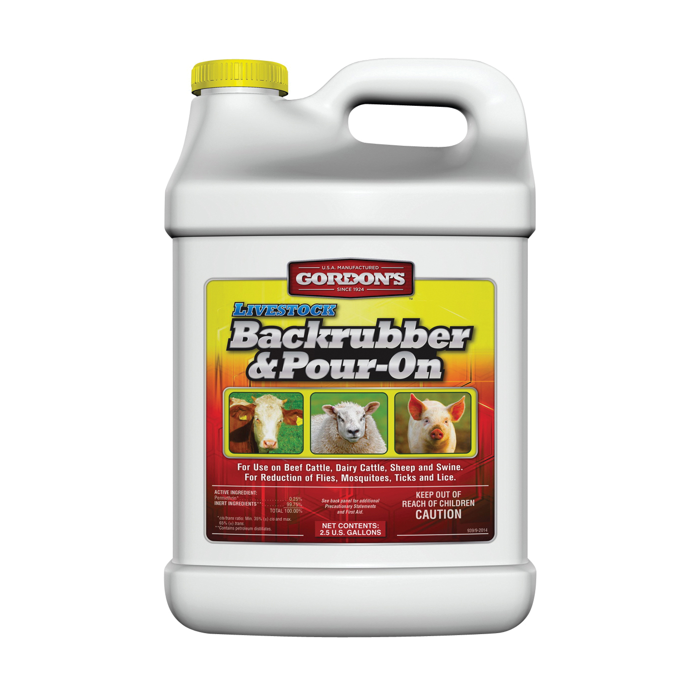 9391122 Backrubber and Pour-On Insecticide, Liquid, Light Yellow, Petrol, 2.5 gal