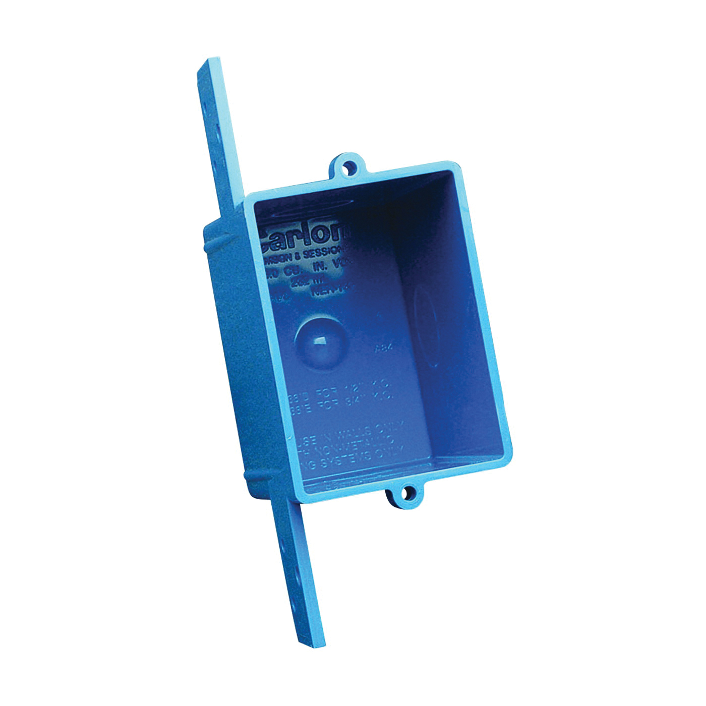 A58381E-CAR Outlet Box, 1 -Gang, 3 -Knockout, PVC (Plastic), Blue