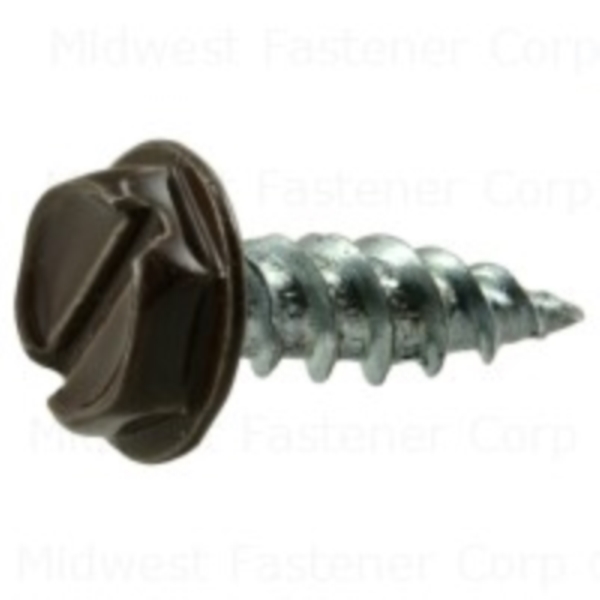 11797 Gutter Screw, 1/2 in L, Hex Head, Slotted Drive, #7 Thread, Steel, Brown, Zinc, 1/PK