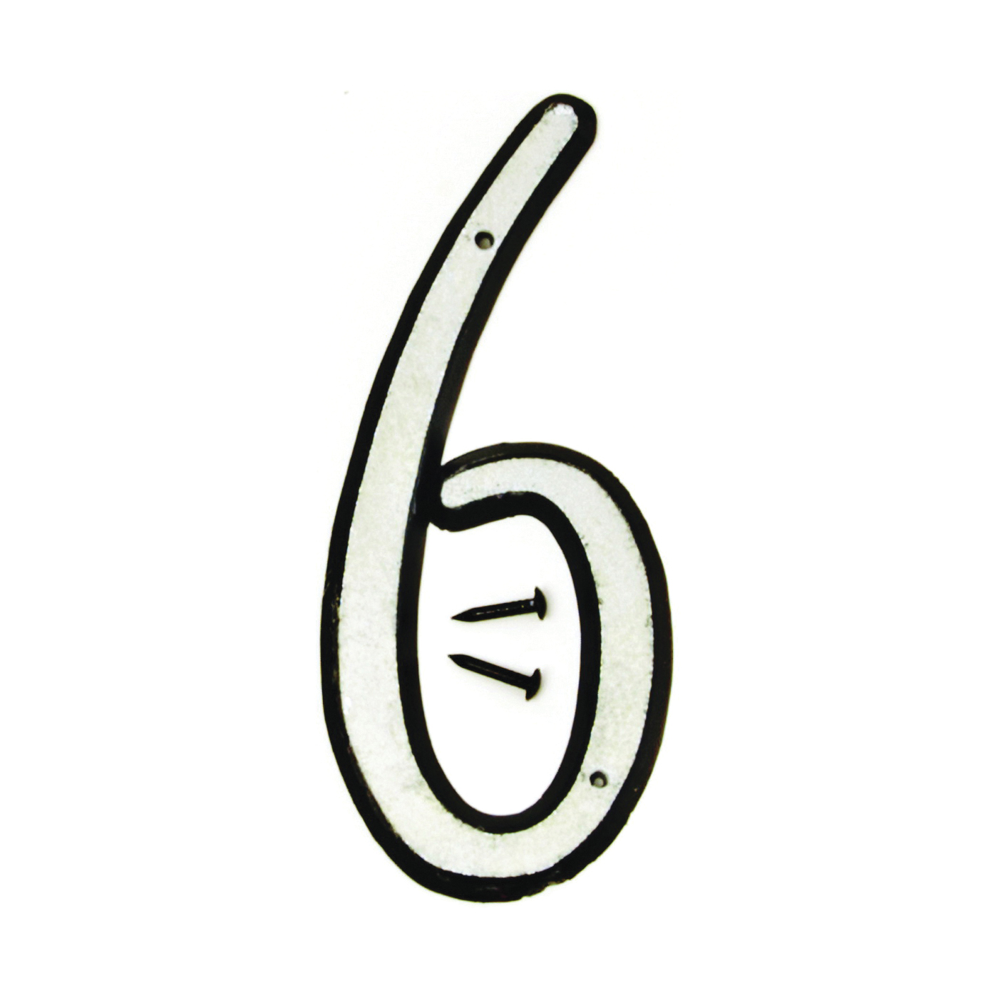 30600 Series 30606 House Number, Character: 6, 4 in H Character, Black/White Character, Plastic