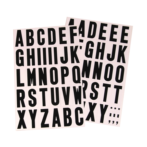 HY-KO MM-7L Packaged Letter Set, 1-3/4 in H Character, Black Character,  White Background, Vinyl 