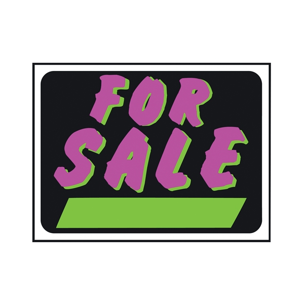 Hy-Ko Hy-Glo Series 3041 Identification Sign, 8-1/2 x 12 in Dimensions, FOR SALE, Green/Pink Legend, Black Background