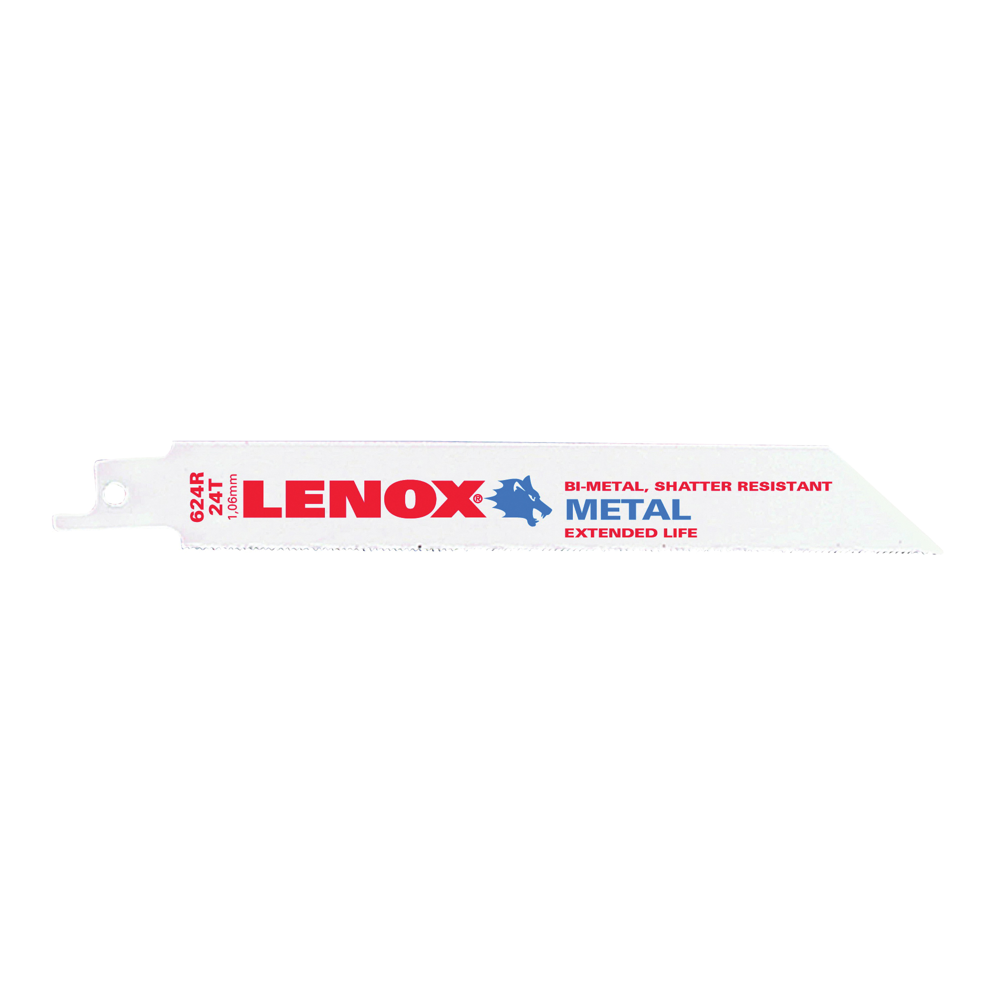 Lenox 20569S624R Reciprocating Saw Blade, 3/4 in W, 6 in L, 24 TPI, Bi-Metal Cutting Edge - 1