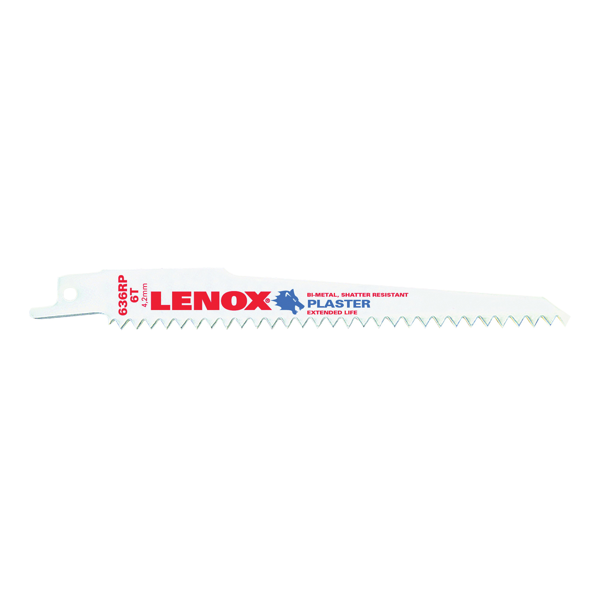 Lenox 20571S636RP Reciprocating Saw Blade, Applicable Materials: Plasterboard, 3/4 in W, 6 in L, 6 TPI