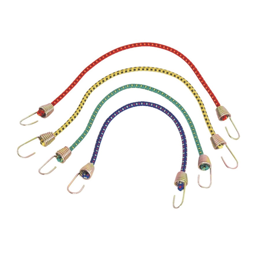 FH64074 Stretch Cord, 4 mm Dia, 10 in L, Blue/Green/Red/Yellow, Hook End