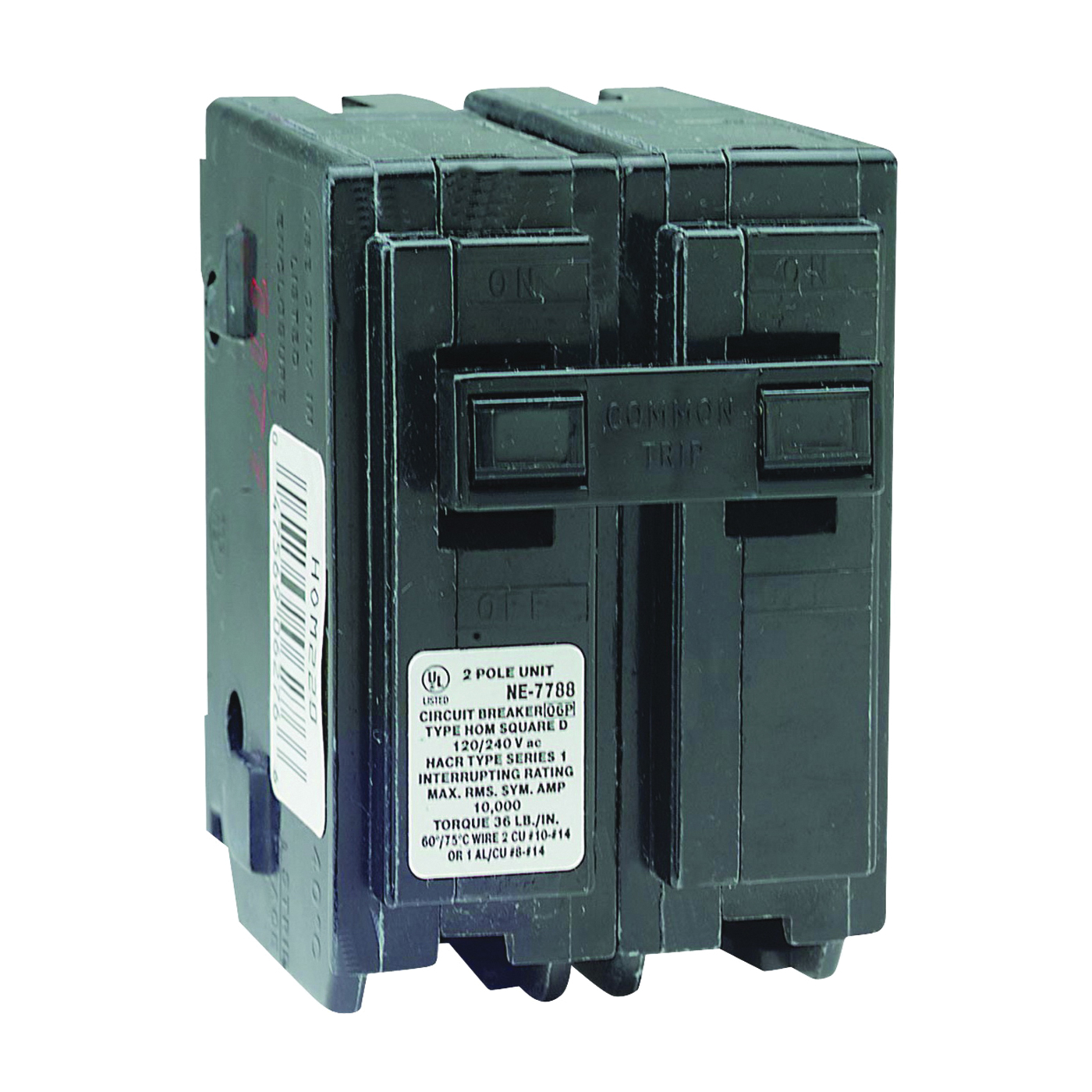 Homeline HOM240CP Circuit Breaker, Mini, 40 Amp, 2 -Pole, 120/240 V, Fixed Trip, Plug Mounting, Black