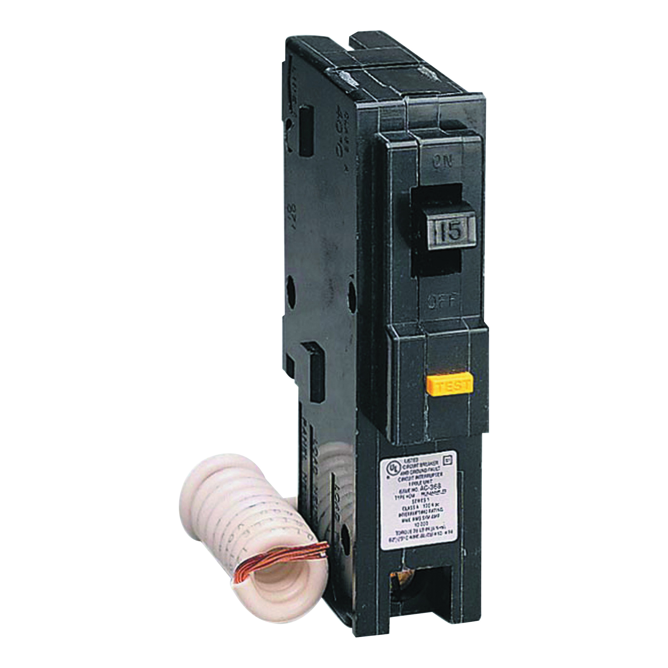 Homeline HOM115GFICP Circuit Breaker, Mini, 15 A, 1 -Pole, 120 V, Fixed Trip, Plug Mounting, Black