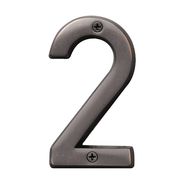 Prestige Series BR-42OWB/2 House Number, Character: 2, 4 in H Character, Bronze Character, Solid Brass
